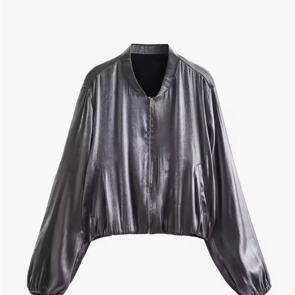 Silver Metallic Jacket and Pants Set - Picture 2 of 5